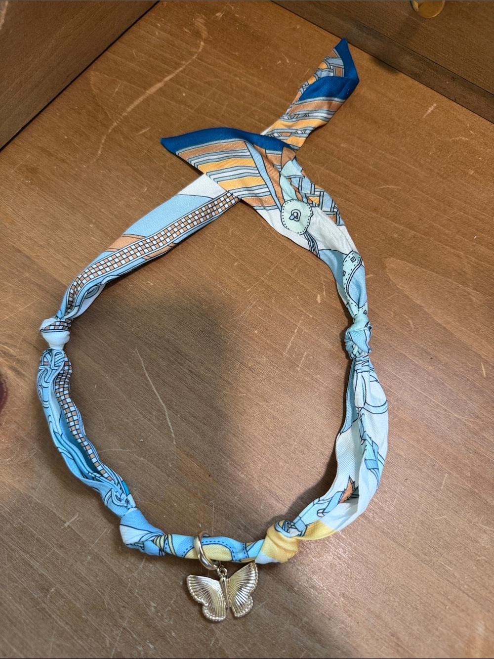 *NEW* Butterfly Charm Scarf Necklace in Light Blue and Yellow